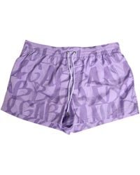 Dolce & Gabbana - Purple Dg Logo Print Nylon Men Shorts Swimwear - Lyst