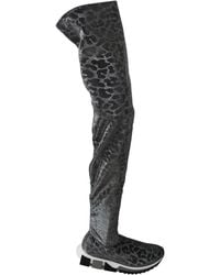 Dolce & Gabbana - Grau Leopard High Top Sneakers Booties Schuhe - Lyst