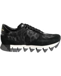 Dolce & Gabbana - Black Gray Leopard Low Top Sneakers Shoes - Lyst