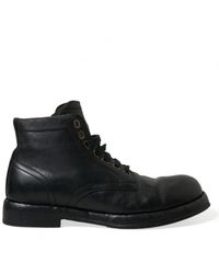 Dolce & Gabbana - Black Leather Perugino Ankle Boots Shoes - Lyst
