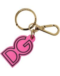 Dolce & Gabbana - Rubber Tone Metal Dg Logo Keyring Keychain - Lyst