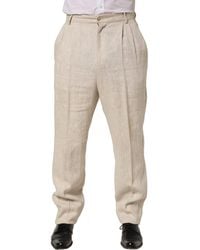 Dolce & Gabbana - Beige Linen Tapered Men Dress Trouser Pants - Lyst