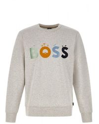 BOSS - Elegant Round Neck Cotton Sweatshirt - Lyst