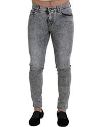Dolce & Gabbana - Gray Slim Fit Wash Stretch Cotton Denim Jeans - Lyst