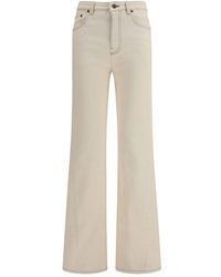 Burberry - Beige Cotton Bootcut Jeans - Lyst