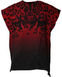 Dolce & Gabbana - Red Leopard Print Cotton Sleeveless T - Lyst