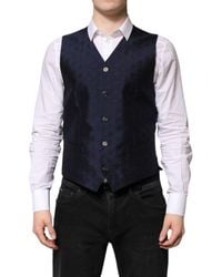 Dolce & Gabbana - Dark Logo Wool Formal Waistcoat Vest - Lyst