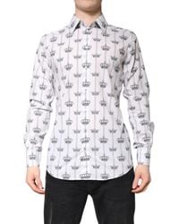 Dolce & Gabbana - White Gold Crown Cotton Dress Formal Shirt - Lyst