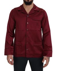 Dolce & Gabbana - Red Silk Lounge Top Pajama Sleepwear Shirt - Lyst