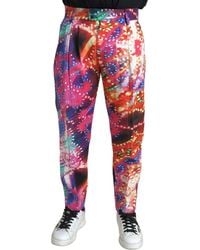 Dolce & Gabbana - Multicolor Printed Linentrouser Pants - Lyst