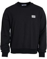 Dolce & Gabbana - Dark Cotton Logo Plaque Sweatshirt Sweater - Lyst