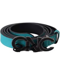CoSTUME NATIONAL - Blue Green Leather Logo Silver Buckle Belt - Lyst