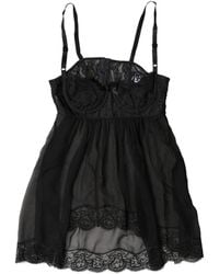 Dolce & Gabbana - Black Silk Floral Lace Lingerie Top Underwear - Lyst