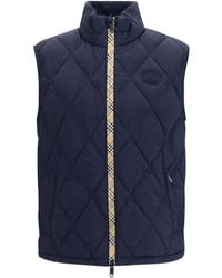 Burberry - Blue Polyamide Sleeveless Jacket - Lyst