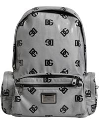 Dolce & Gabbana - Polyester Gray Black Dg Logo Plaque Backpack Bag - Lyst