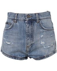 Dolce & Gabbana - Distressed Denim Shorts - Lyst