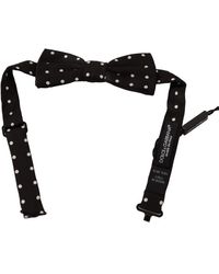 Dolce & Gabbana - Black White Polka Dot Silk Adjustable Neck Papillon Bow Tie - Lyst