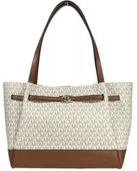 Michael Kors - Reed Large Belted Tote Shoulder Bag Purse Ivory - Lyst