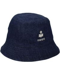 Isabel Marant - Blue Cotton Bucket Hat - Lyst