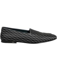 Dolce & Gabbana - Black Velvet Diamond Stitched Loafers Shoes - Lyst