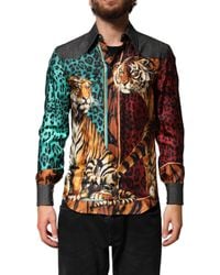 Dolce & Gabbana - Tiger Leopard Print Silk Shirt Co+02+Se - Lyst