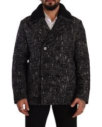 Dolce & Gabbana - Black Wool Double Breasted Coatjacket - Lyst