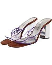 Dolce & Gabbana - Silver Block Heels Slip On Sandals Shoes - Lyst