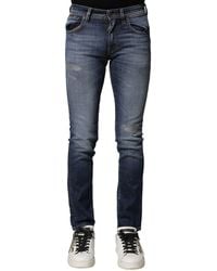 Dolce & Gabbana - Blue Washed Cotton Slim Fit Men Denim Jeans - Lyst