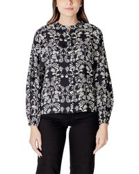 Ichi - Black Viscose Blouse - Lyst