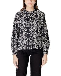 Ichi - Black Viscose Blouse - Lyst