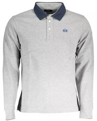 La Martina - Gray Cotton Polo Shirt - Lyst