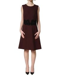 Dolce & Gabbana - Maroon Lace Sleeveless Knee Length Dress - Lyst