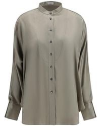 Brunello Cucinelli - Bicolor Silk Shirt - Lyst