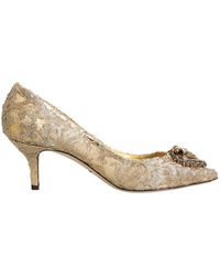 Dolce & Gabbana - Gold Taormina Lace Devotion Pumps Shoes - Lyst