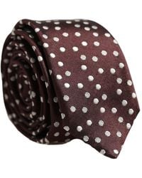 Dolce & Gabbana - Men Burgundy Polka Dot Silk Adjustable Tied Necktie Tie - Lyst