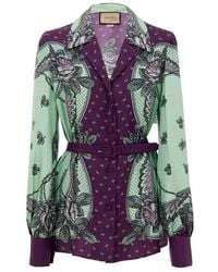 Gucci - Green Silk Pattern Shirt - Lyst