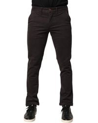 Sun 68 - Dark Brown Cotton Stretch Skinny Mid Waist Men Trouser Pants - Lyst