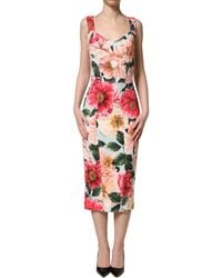 Dolce & Gabbana - Multicolor Floral Print Viscose Sheath Dress - Lyst