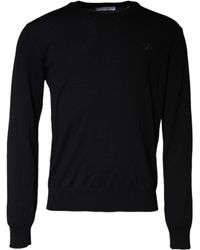 Dolce & Gabbana - Black Wool Knit Crew Neck Pullover Sweater - Lyst