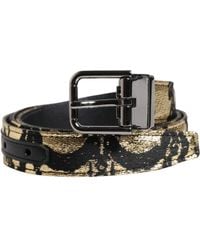 Dolce & Gabbana - Brocade Fabric Belt With Leather - Lyst