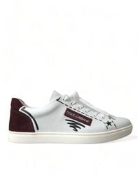 Dolce & Gabbana - White Bordeaux Leather Logo Low Top Sneakers Shoes - Lyst