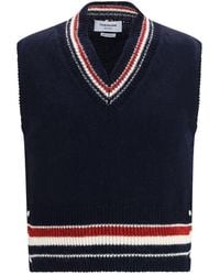 Thom Browne - Blue Wool Oves Aries Sleeveles Sweater - Lyst