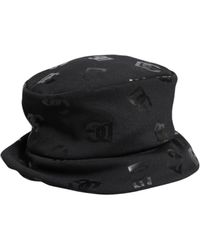 Dolce & Gabbana - Black Dg Monogram Polyester Jacquard Bucket Hat - Lyst