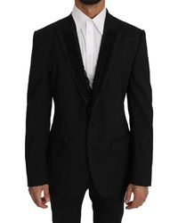 Dolce & Gabbana - Wool Martini Torrero Blazer Black Kos1219 - Lyst