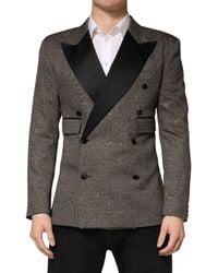 Dolce & Gabbana - Gray Double Breasted 2 Button Jacket Blazer - Lyst