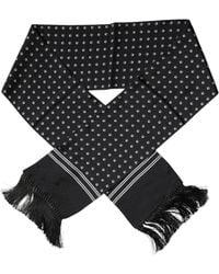 Dolce & Gabbana - Polka Dotted Silk Skinny Fringes Scarf - Lyst