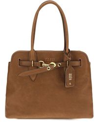 Miu Miu - Brown Calf Leather Bos Taurus Shoulder Bag - Lyst