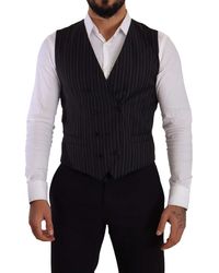 Dolce & Gabbana - Gray Striped Double Breasted Waistcoat Vest - Lyst