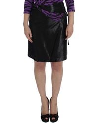 Exte - Black Wool Silk Above Knee Straight Skirt - Lyst
