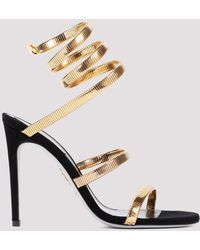 Rene Caovilla - Black Gold Suede Leather Sandals - Lyst